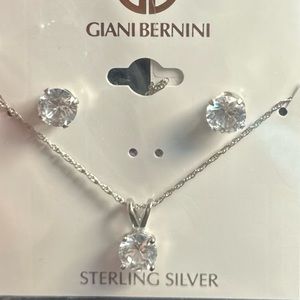 Earring and necklace set lab created white sapphire